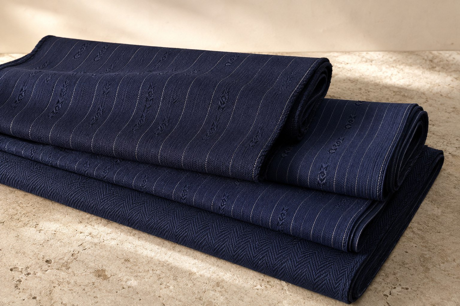 Neilane custom-woven Poly Viscose uniform fabric with institutional identity